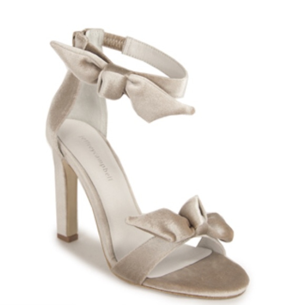 EUC Jeffrey Campbell Cream Velvet Heels 8 Shoes Sandals Prom Anthropologie